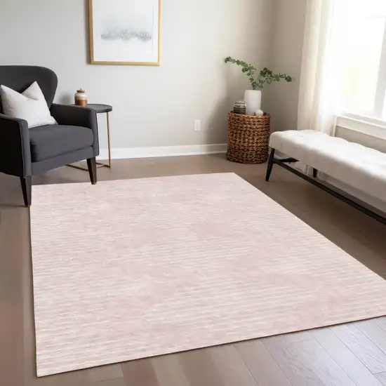 Pink And Gray Geometric Washable Indoor Outdoor Area Rug Photo 8