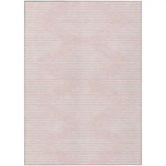 Pink And Gray Geometric Washable Indoor Outdoor Area Rug Photo 2