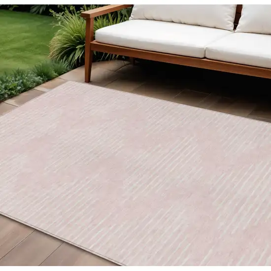 Pink And Gray Geometric Washable Indoor Outdoor Area Rug Photo 1