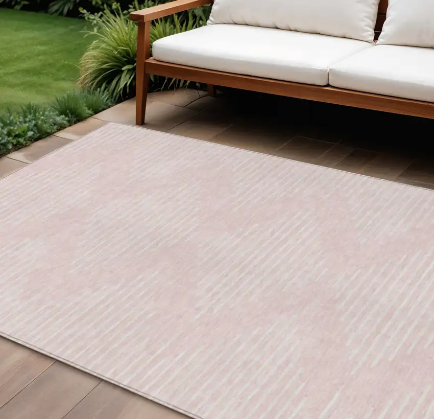 Pink And Gray Geometric Washable Indoor Outdoor Area Rug Photo 1