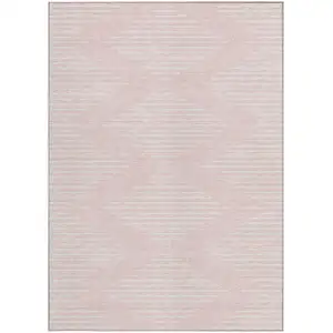Photo of Pink And Gray Geometric Washable Indoor Outdoor Area Rug