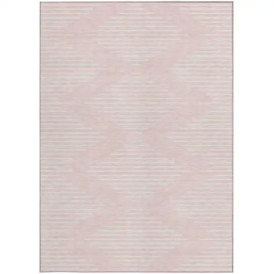 Pink And Gray Geometric Washable Indoor Outdoor Area Rug Photo 6