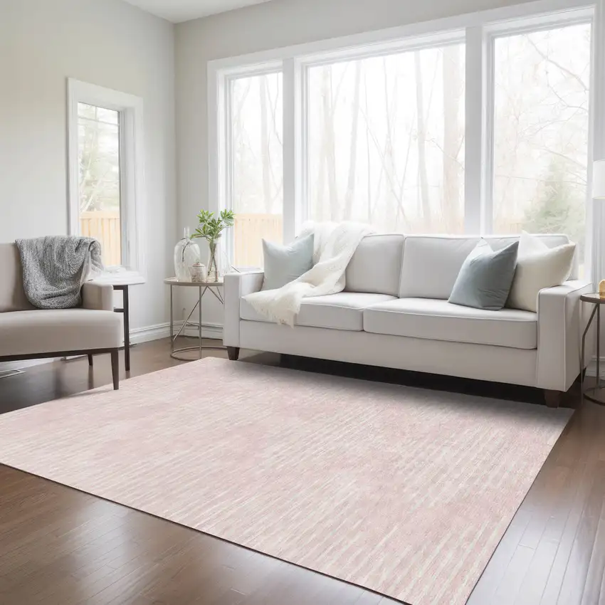 Pink And Gray Geometric Washable Indoor Outdoor Area Rug Photo 9