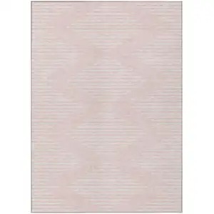 Photo of Pink And Gray Geometric Washable Indoor Outdoor Area Rug