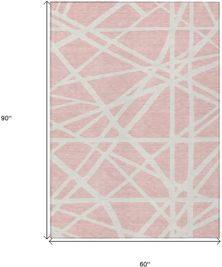 Pink And Gray Geometric Washable Indoor Outdoor Area Rug Photo 3