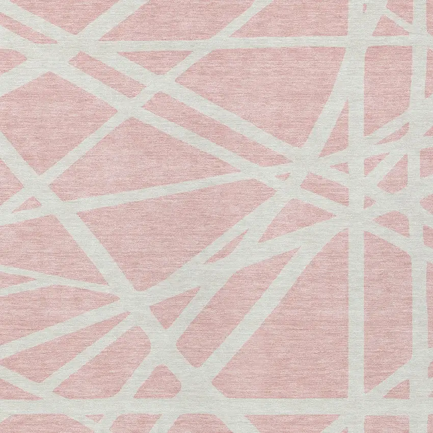 Pink And Gray Geometric Washable Indoor Outdoor Area Rug Photo 6