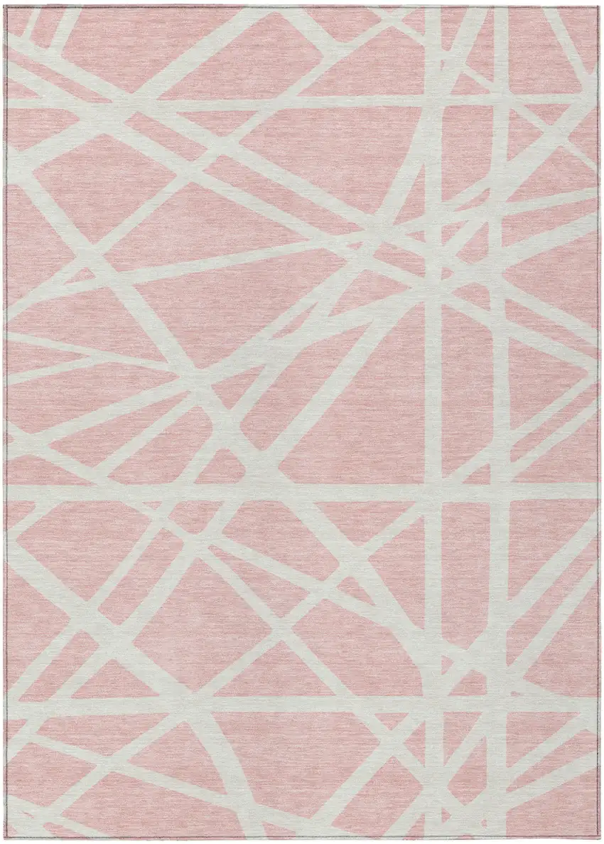 Pink And Gray Geometric Washable Indoor Outdoor Area Rug Photo 2