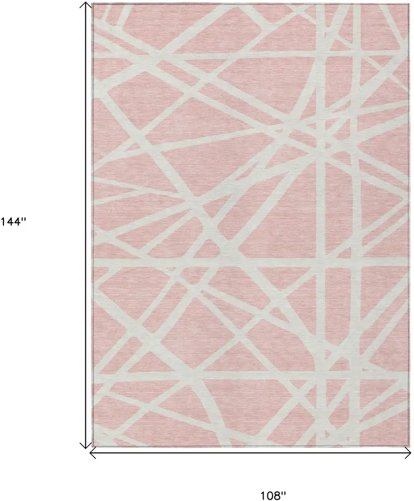 Pink And Gray Geometric Washable Indoor Outdoor Area Rug Photo 3