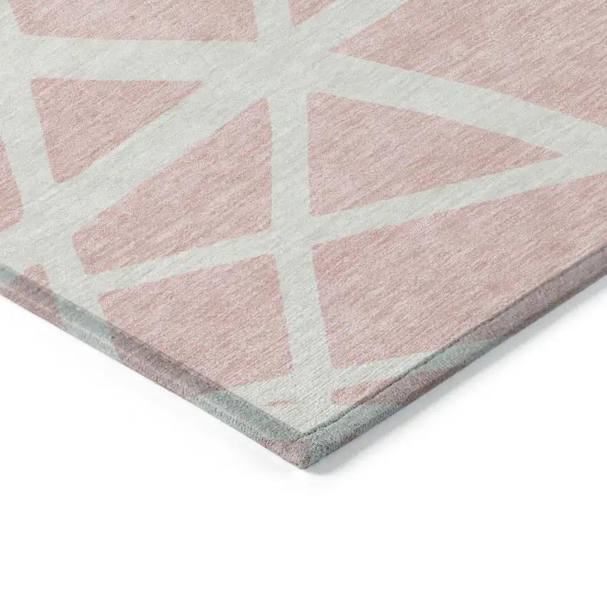 Pink And Gray Geometric Washable Indoor Outdoor Area Rug Photo 5