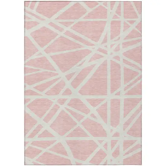 Pink And Gray Geometric Washable Indoor Outdoor Area Rug Photo 2