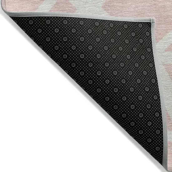 Pink And Gray Geometric Washable Indoor Outdoor Area Rug Photo 4