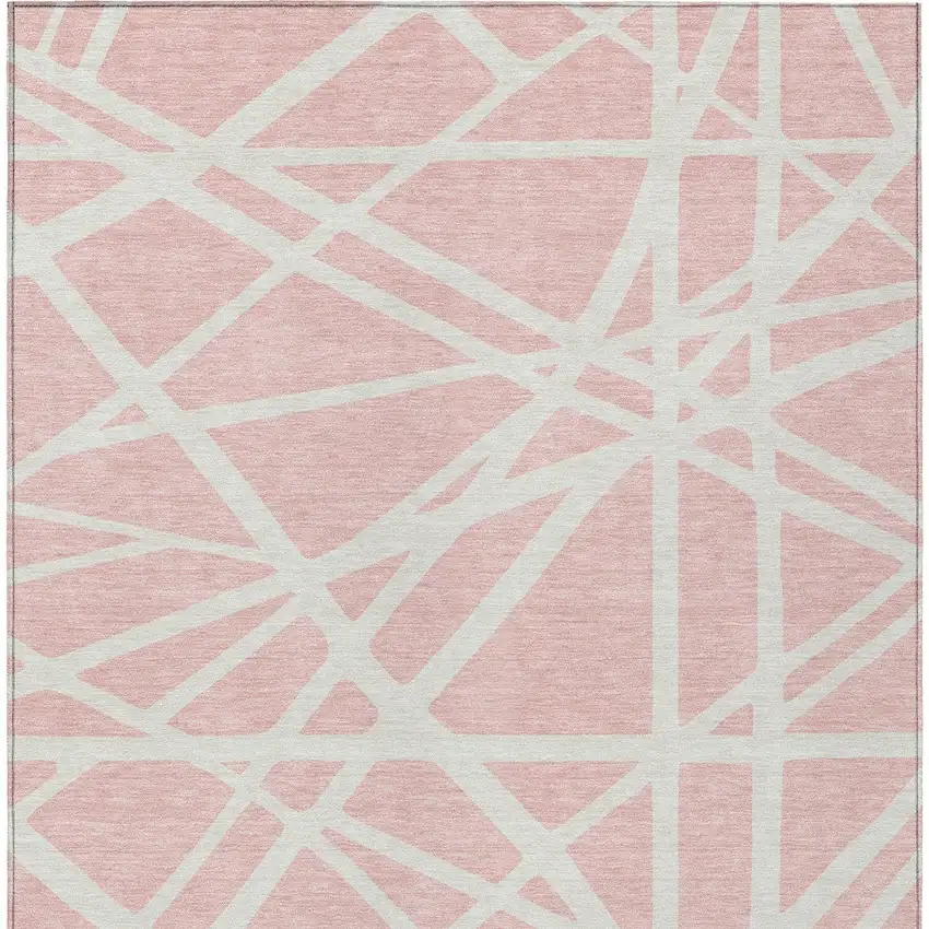 Pink And Gray Geometric Washable Indoor Outdoor Area Rug Photo 7