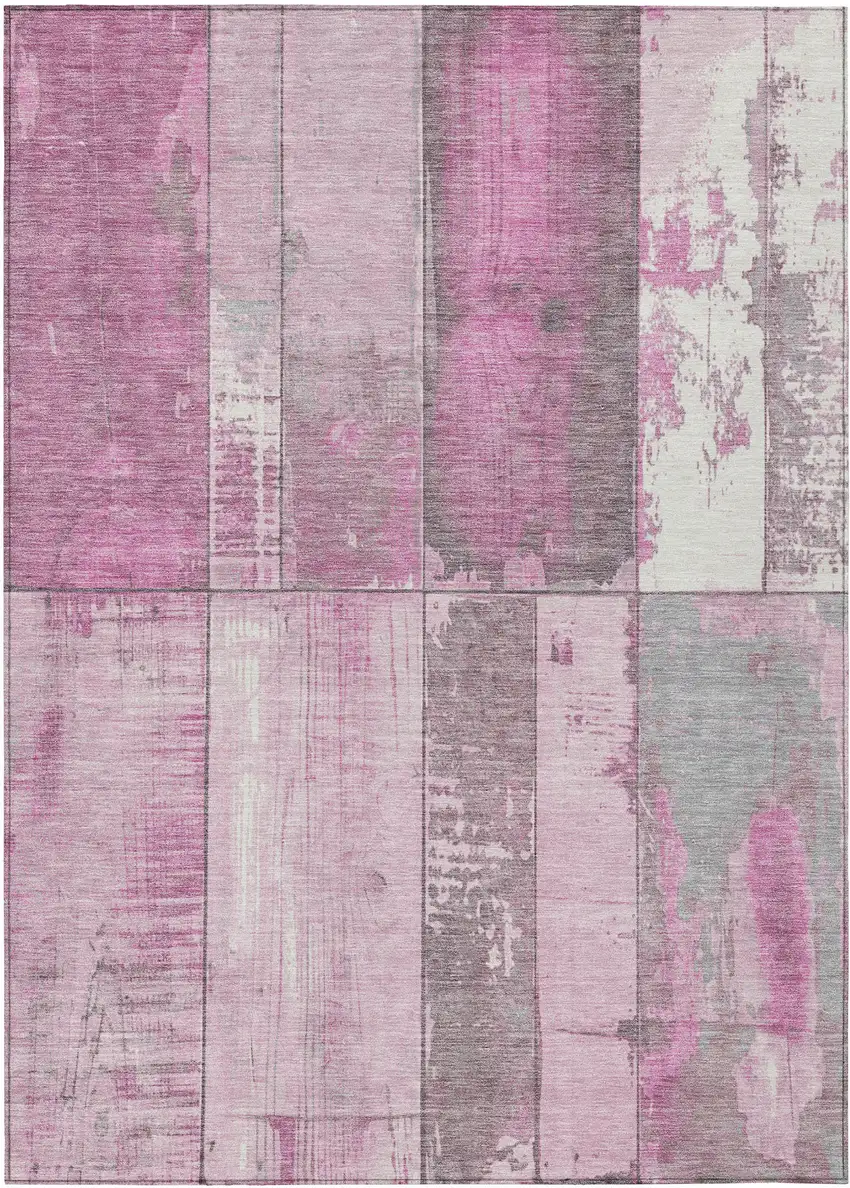 Pink And Gray Geometric Washable Indoor Outdoor Area Rug Photo 8