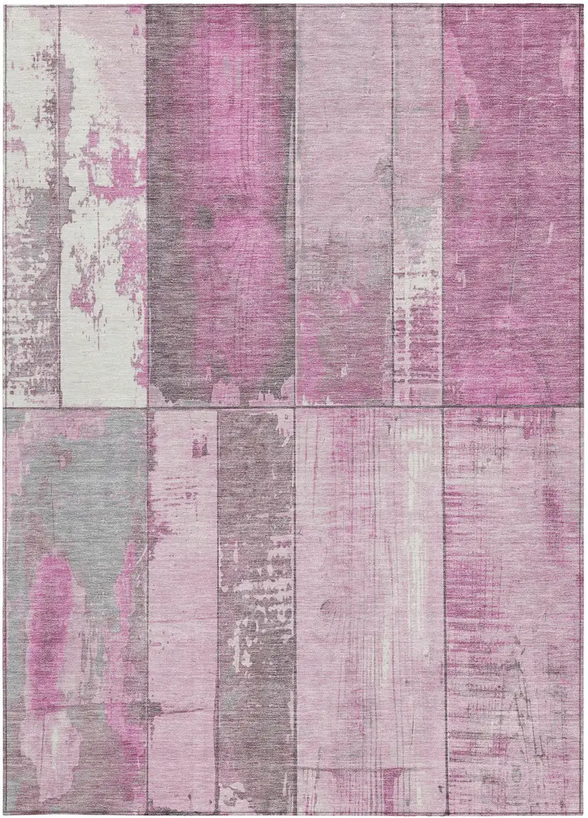 Pink And Gray Geometric Washable Indoor Outdoor Area Rug Photo 9