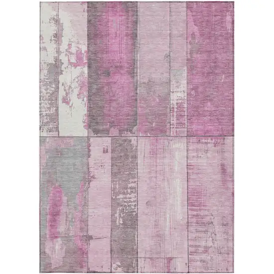 Pink And Gray Geometric Washable Indoor Outdoor Area Rug Photo 9