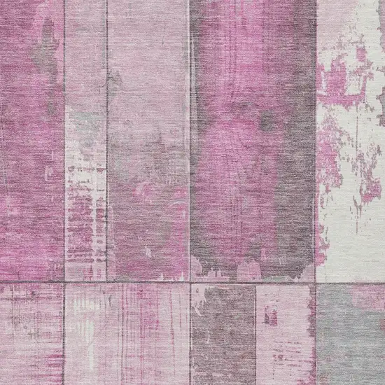 Pink And Gray Geometric Washable Indoor Outdoor Area Rug Photo 1