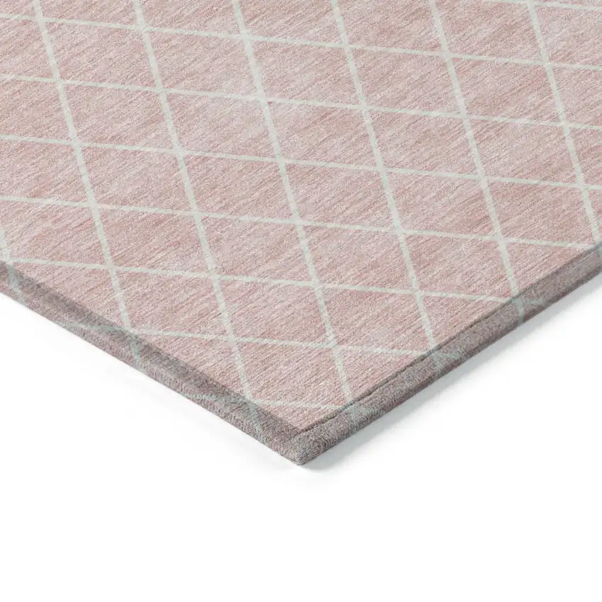 Pink And Gray Geometric Washable Indoor Outdoor Area Rug Photo 4