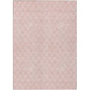 Photo of Pink And Gray Geometric Washable Indoor Outdoor Area Rug