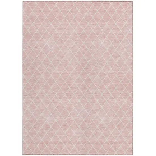 Pink And Gray Geometric Washable Indoor Outdoor Area Rug Photo 6