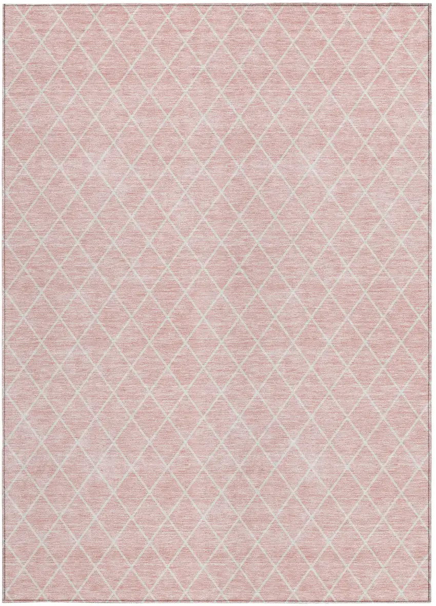 Pink And Gray Geometric Washable Indoor Outdoor Area Rug Photo 6