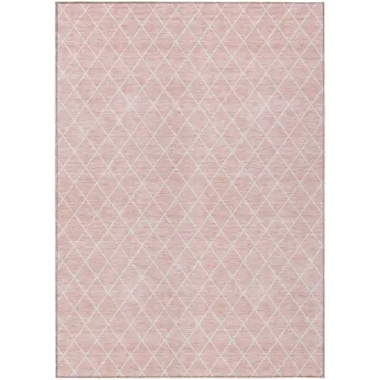 Pink And Gray Geometric Washable Indoor Outdoor Area Rug Photo 2