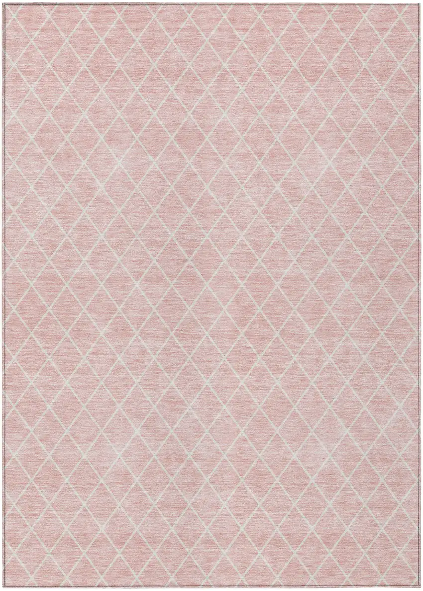 Pink And Gray Geometric Washable Indoor Outdoor Area Rug Photo 2