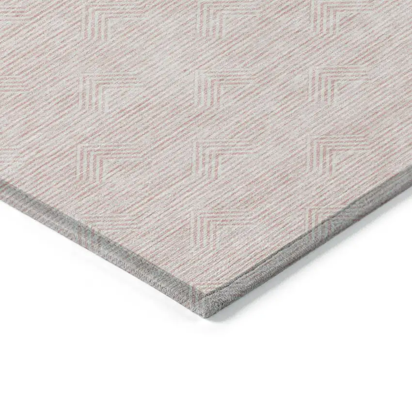 Pink And Gray Geometric Washable Indoor Outdoor Area Rug Photo 4
