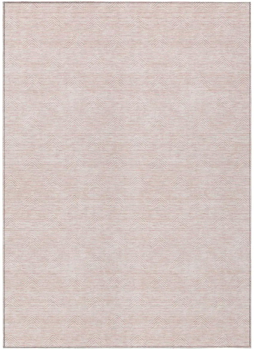 Pink And Gray Geometric Washable Indoor Outdoor Area Rug Photo 2