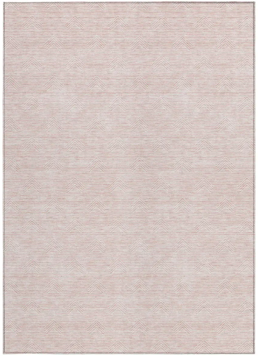Pink And Gray Geometric Washable Indoor Outdoor Area Rug Photo 6