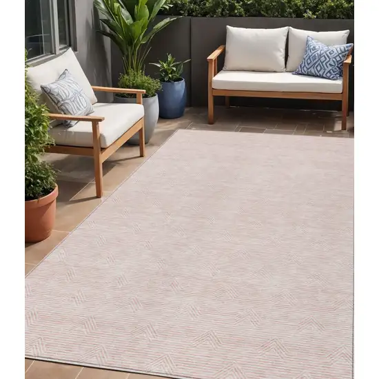 Pink And Gray Geometric Washable Indoor Outdoor Area Rug Photo 1