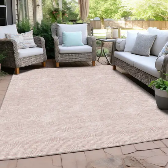 Pink And Gray Geometric Washable Indoor Outdoor Area Rug Photo 7