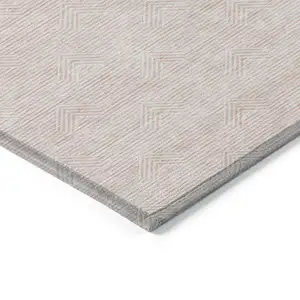 Photo of Pink And Gray Geometric Washable Indoor Outdoor Area Rug
