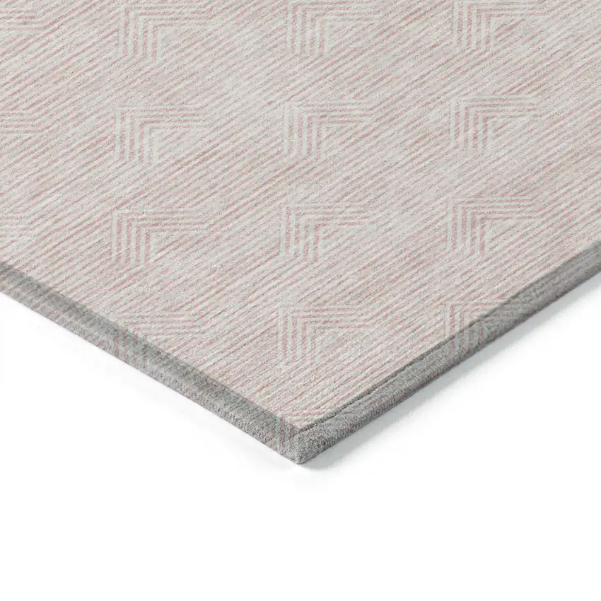 Pink And Gray Geometric Washable Indoor Outdoor Area Rug Photo 5