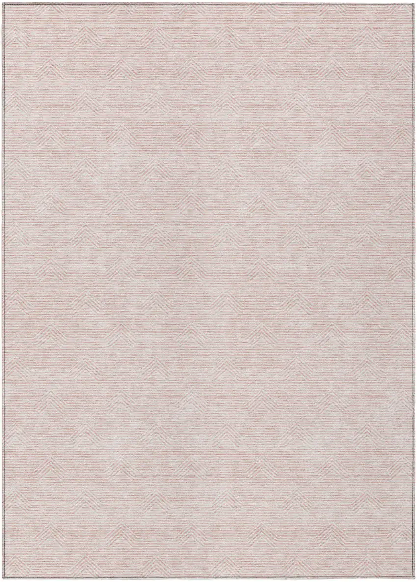 Pink And Gray Geometric Washable Indoor Outdoor Area Rug Photo 2