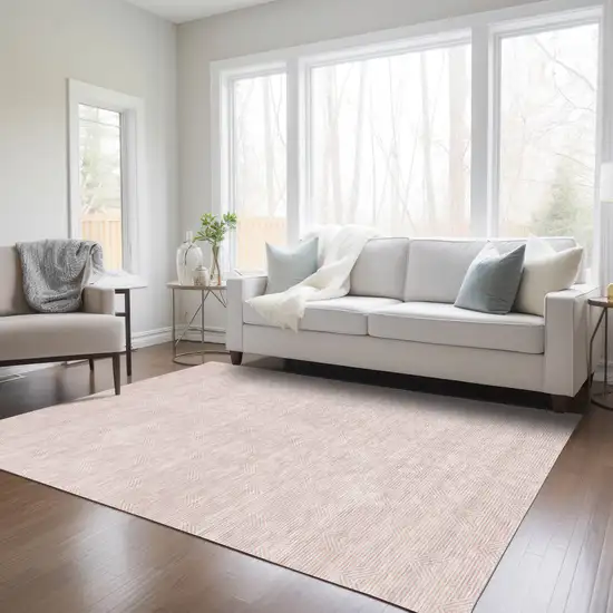 Pink And Gray Geometric Washable Indoor Outdoor Area Rug Photo 9