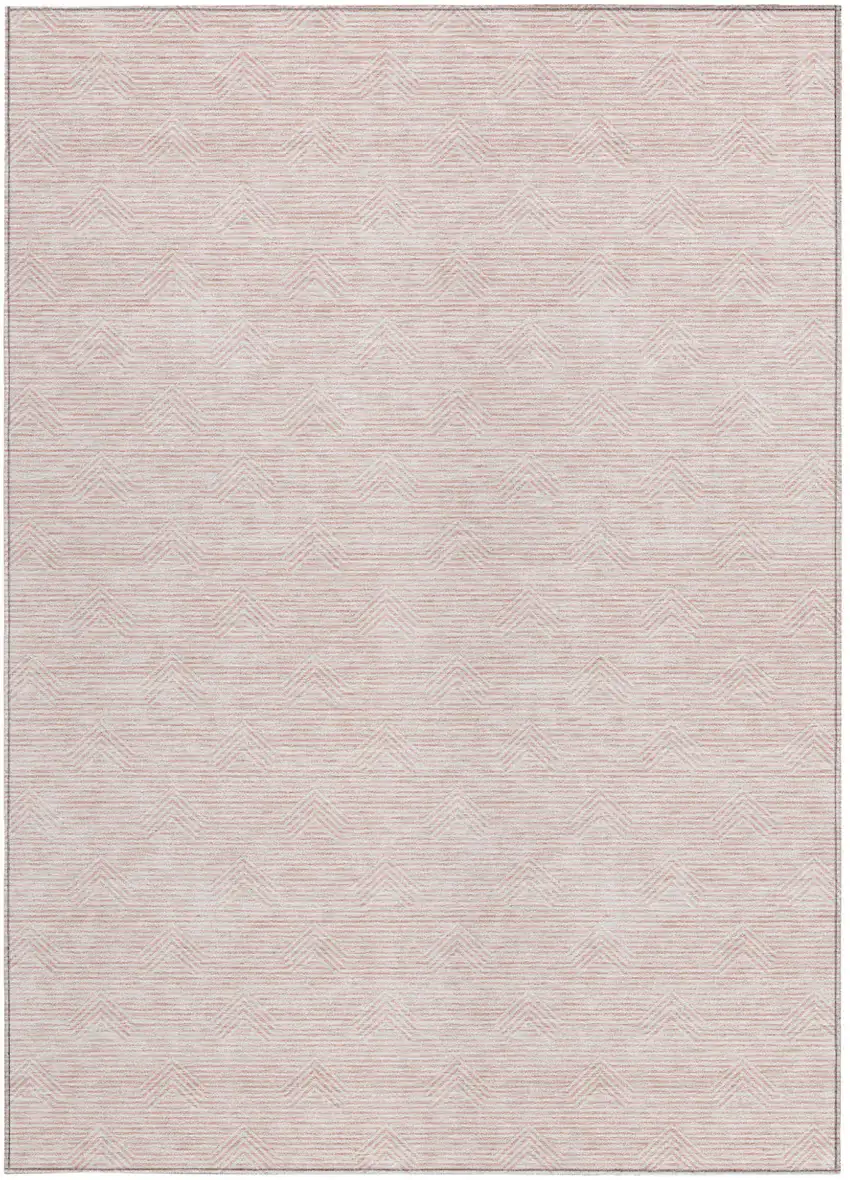 Pink And Gray Geometric Washable Indoor Outdoor Area Rug Photo 6