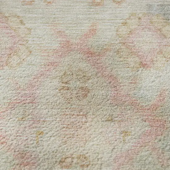 Pink And Gray Medallion Washable Area Rug With UV Protection Photo 8