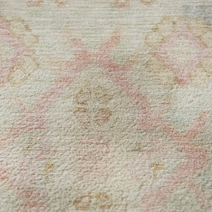 Pink And Gray Medallion Washable Area Rug With UV Protection Photo 8