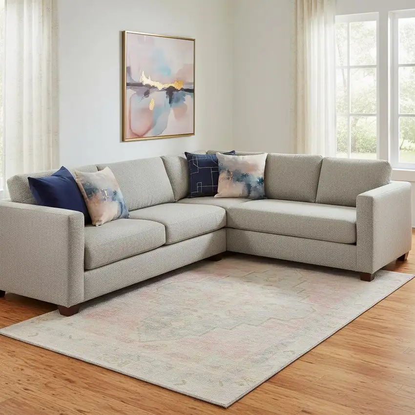 Pink And Gray Medallion Washable Area Rug With UV Protection Photo 2