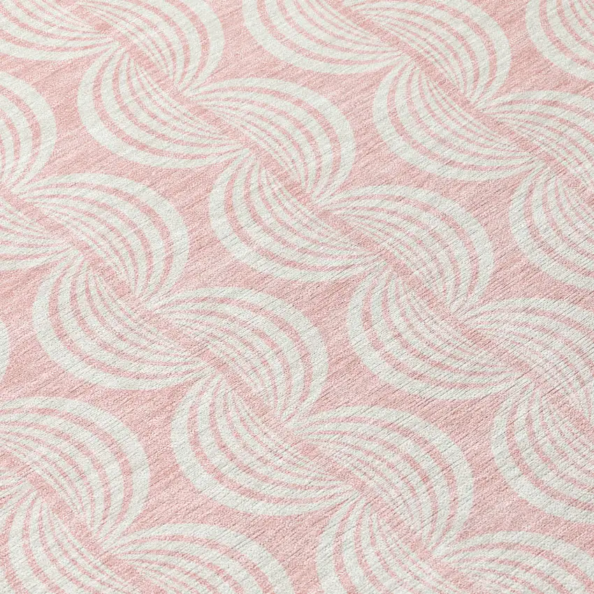 Pink And Gray Ogee Washable Indoor Outdoor Area Rug Photo 8