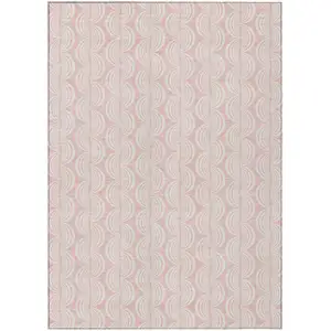 Photo of Pink And Gray Ogee Washable Indoor Outdoor Area Rug