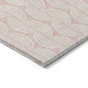 Photo of Pink And Gray Ogee Washable Indoor Outdoor Area Rug