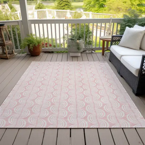 Pink And Gray Ogee Washable Indoor Outdoor Area Rug Photo 7