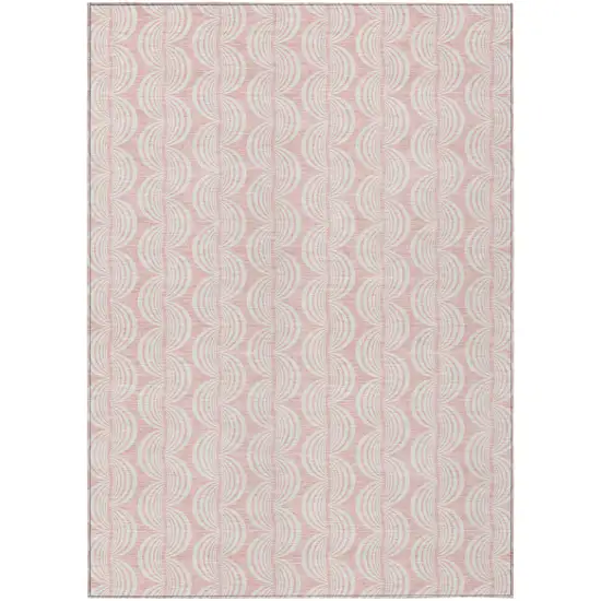 Pink And Gray Ogee Washable Indoor Outdoor Area Rug Photo 2
