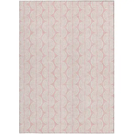 Pink And Gray Ogee Washable Indoor Outdoor Area Rug Photo 6