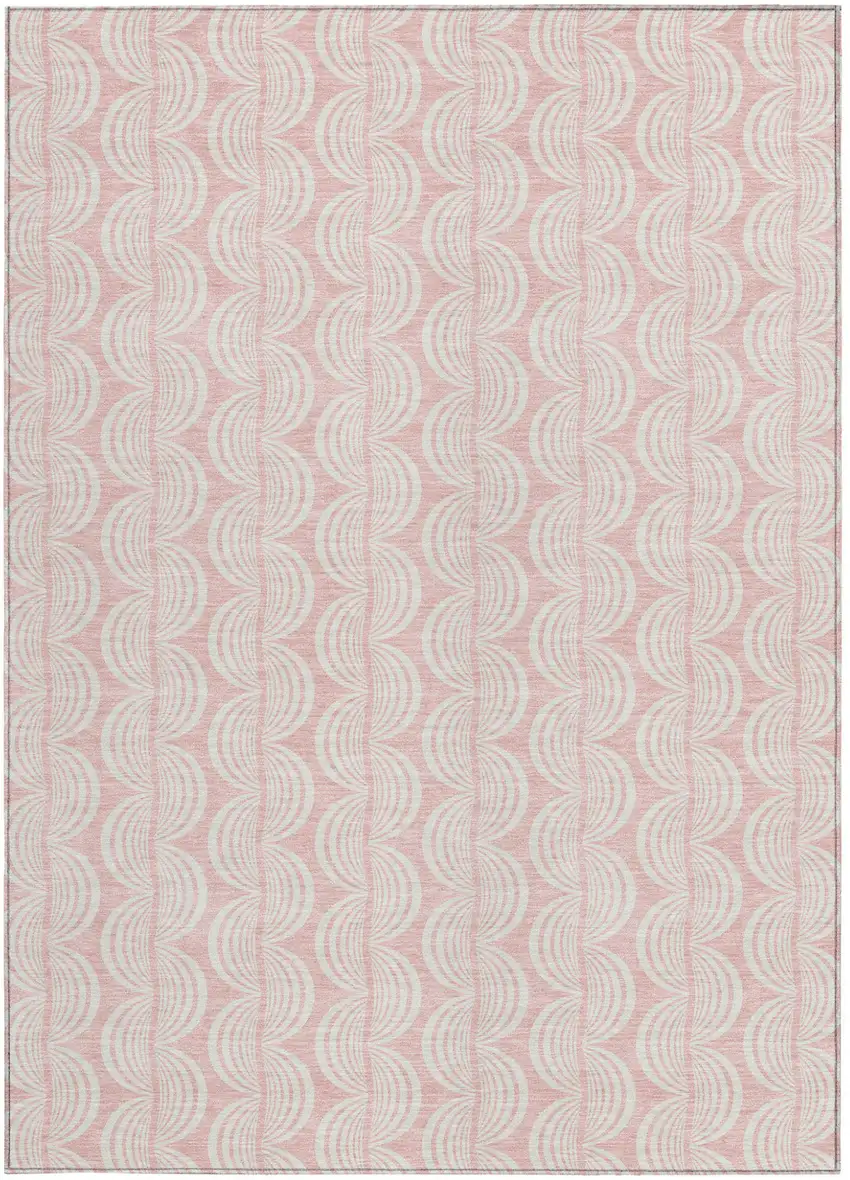 Pink And Gray Ogee Washable Indoor Outdoor Area Rug Photo 6
