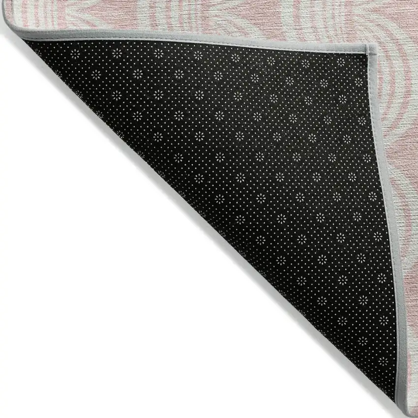 Pink And Gray Ogee Washable Indoor Outdoor Area Rug Photo 4