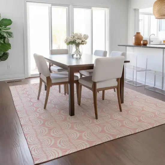 Pink And Gray Ogee Washable Indoor Outdoor Area Rug Photo 9