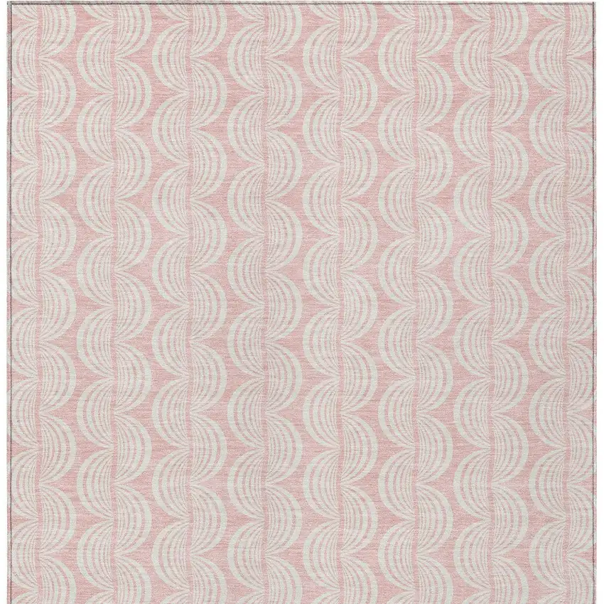 Pink And Gray Ogee Washable Indoor Outdoor Area Rug Photo 6