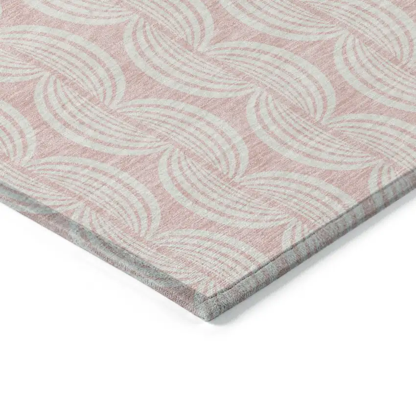 Pink And Gray Ogee Washable Indoor Outdoor Area Rug Photo 3